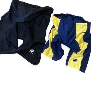2 Pairs Performance Cycling Shorts  Nylon Spandex Blend Padded Mens Sz L
